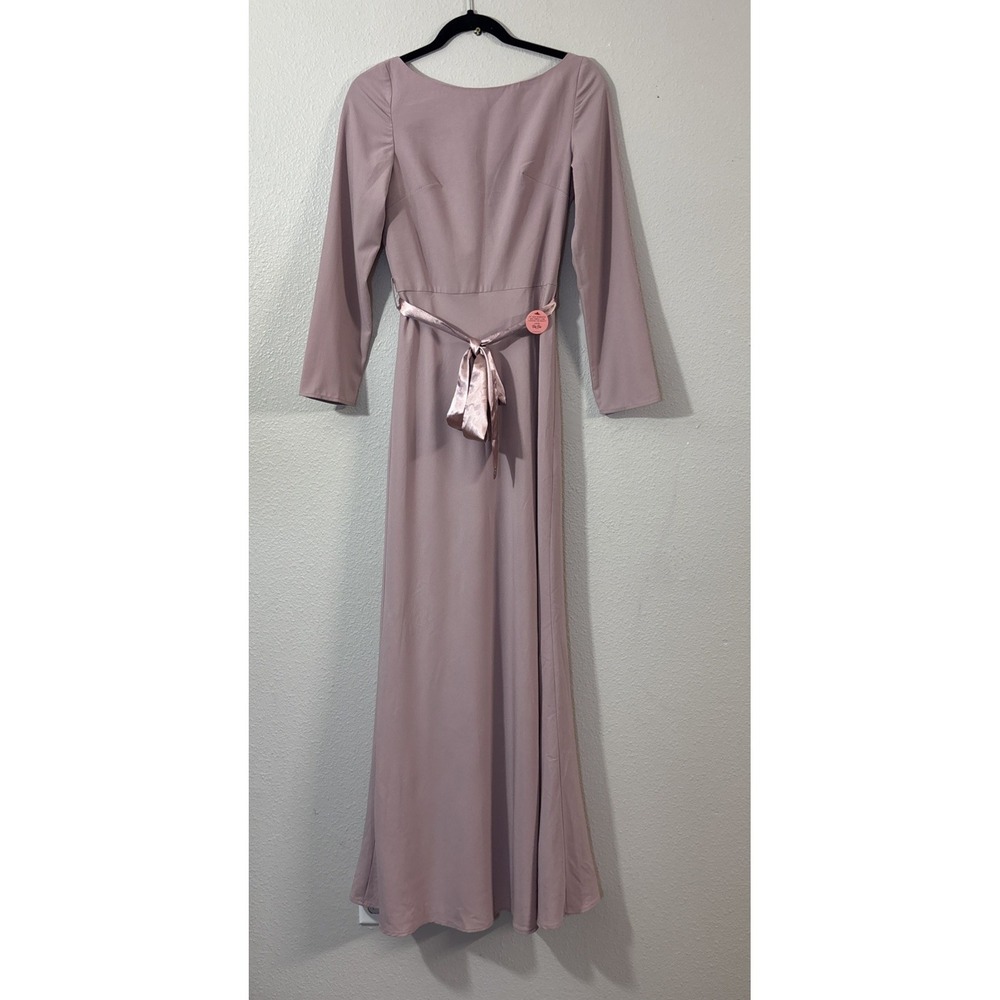 New Chi‎ Chi London Maxi Evening Dress Women's 6 Blush Pink Tie Waist Wedding